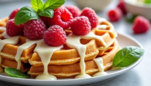découvrez notre recette facile de gaufres au chocolat blanc, framboises et basilic, pour un dessert gourmand et original à préparer en quelques minutes.