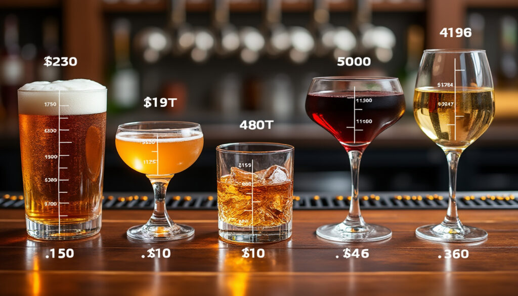 découvrez notre tableau clair des doses d’alcool en centilitres pour chaque boisson servie au bar, idéal pour mieux gérer votre consommation et savourer vos cocktails en toute connaissance.