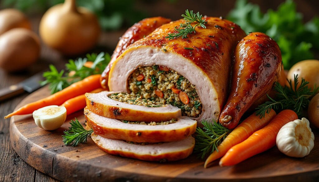 découvrez une recette simple et délicieuse de rôti de chapon farci, avec des conseils pour une cuisson parfaite qui ravira vos invités.